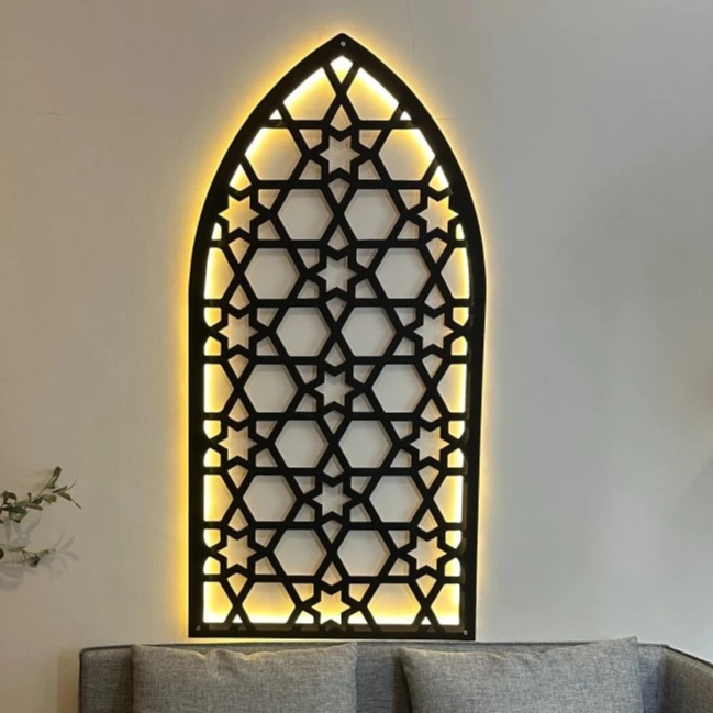 Hiasan Dinding Mihrab Mushola | FREE LED | MEKAH | Studiolaser | A11