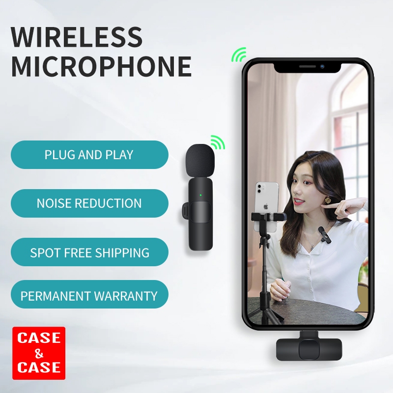 Mic Clip On Wireless HP Vlog Youtuber Portable Mic Condenser Iphone Android Mic Wireless K9