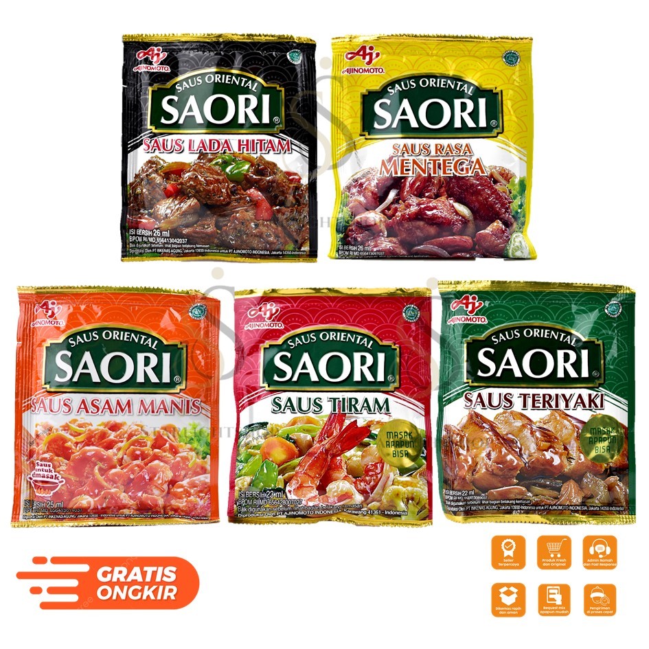 

SAORI SAUS TIRAM SACHET 23ML 1 PCS / Saus Sachet Saus Tiram / Saus Teriyaki / Saus Lada Hitam