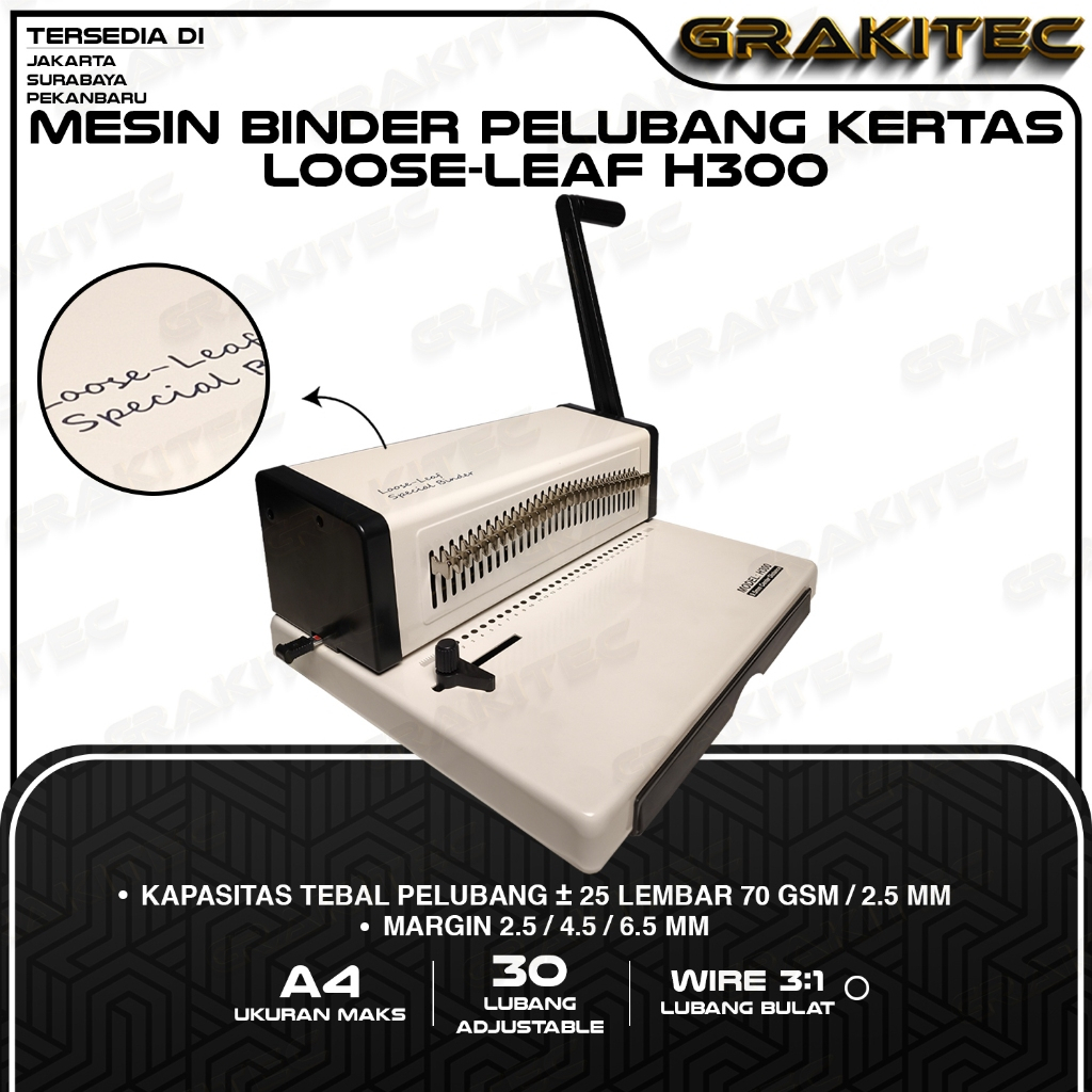 

Grakitec Mesin Jilid Buku Binder Pelubang Kertas Loose Leaf H300