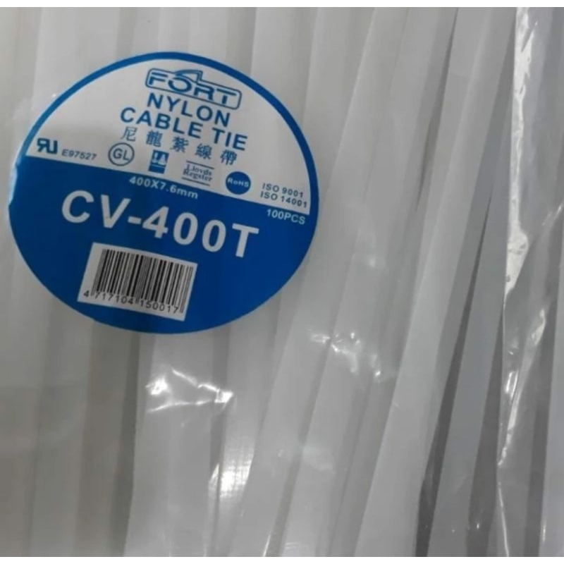 

Kabel Ties Fort CV400 Gemuk FT-400T / CV-400T 7.6mmx400 Putih/Hitam 1 Pack 100pcs Nylon Cable Ties