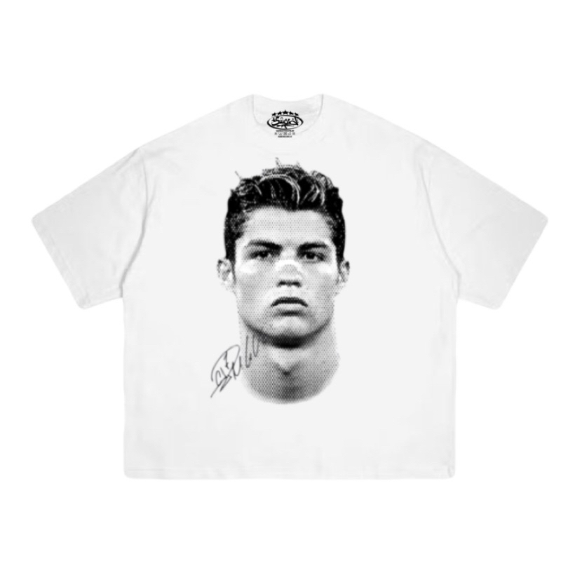 Tshirt Sunburnworld White Tee CRISTIANO RONALDO CR7 , ICONIC OF FOOTBALL
