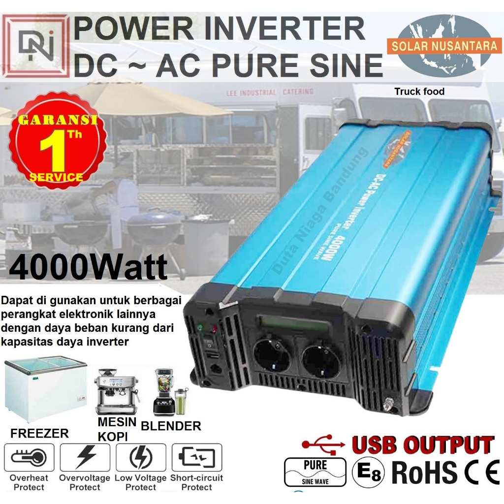 Inverter Pure Sine Wave 4000 watt 12Vdc Power Inverter pure sine