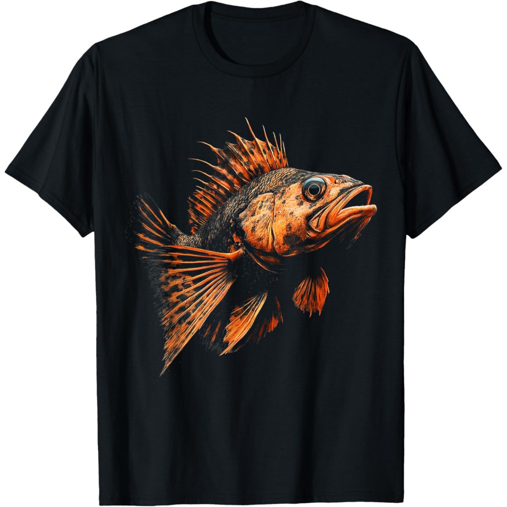 Ilustrasi Motif Hewan Rockfish Kaos Rockfish