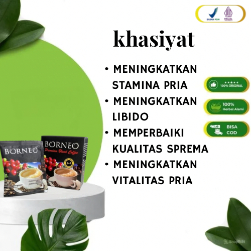 

Kopi Borneo Original 100% Asli Kopi Penambah Stamina Pria Isi 5 Sachet