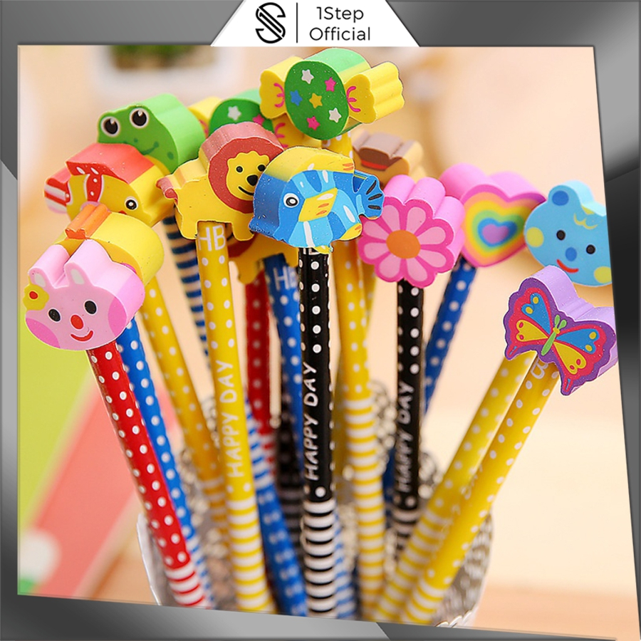

1step Pensil Pencil Dengan Penghapus Muka Karakter Alat Tulis Peralatan Sekolah Kantor Souvenir Stationery Stationary Kado S060