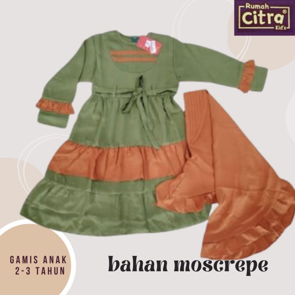 MUSLIM ANAK POLOS/ GAMIS CITRA FREE HIJAB/ BUSANA MUSLIM ANAK/ GAMIS CITRA BERKUALITAS/ GAMIS ANAK T