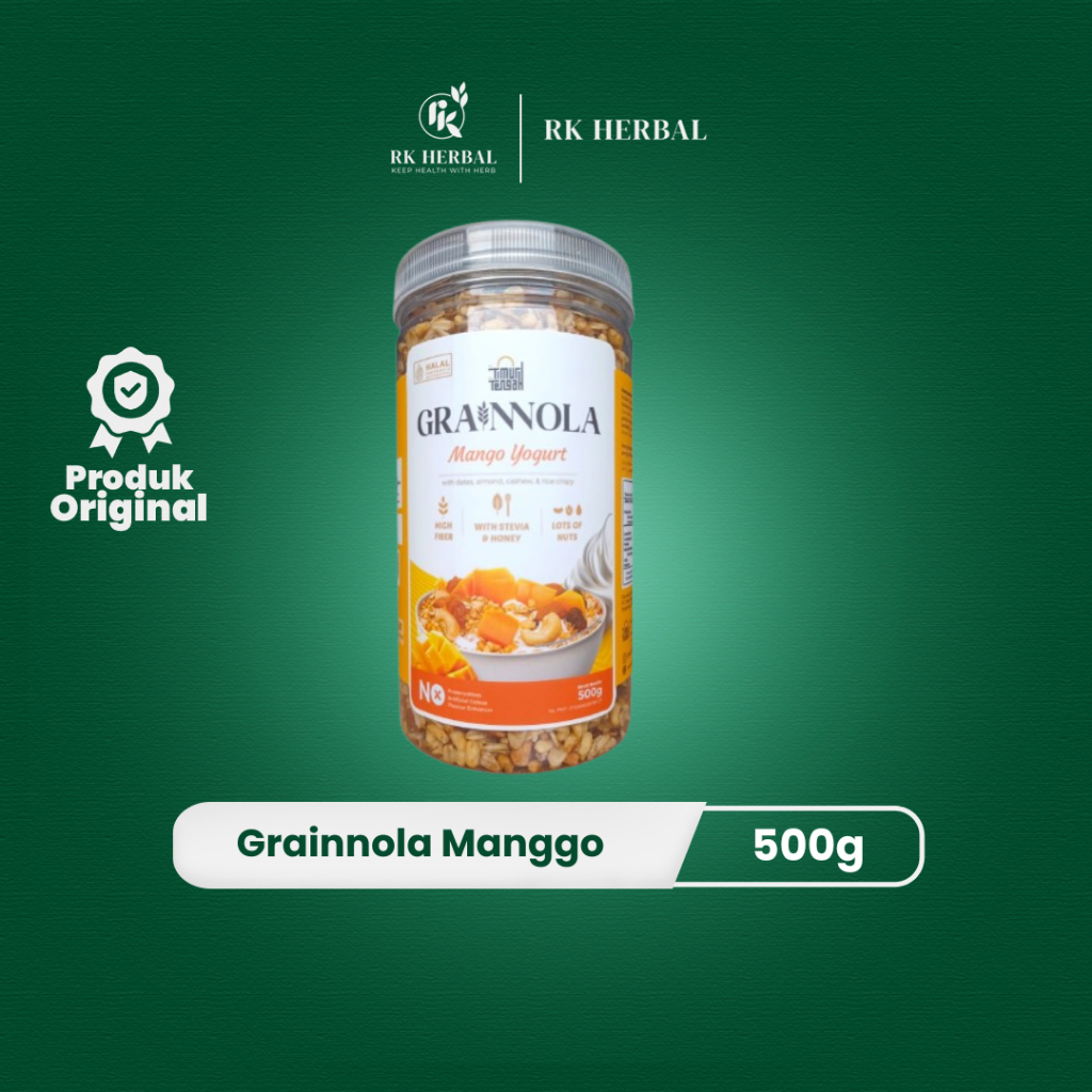

Granola - Grainnola Manggo Yogurt 500 gr Granola Cemilan Sehat Rendah Kalori