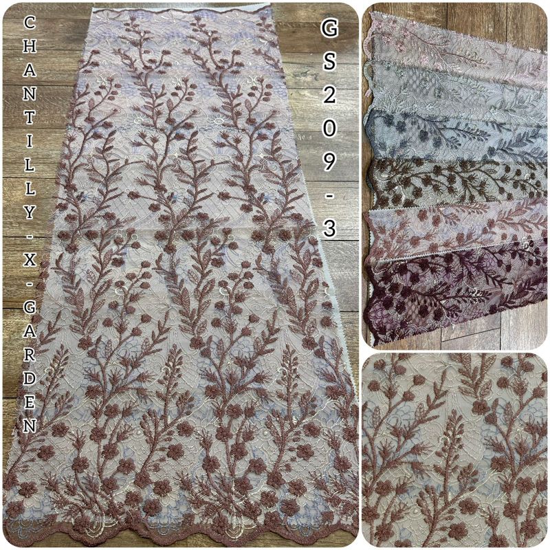 Tile garden chantilly. Dasar lace chantilly + garden flower (SERI)