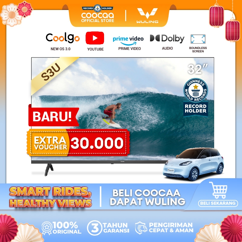 COOCAA 32 inch Smart TV - Digital TV - Dolby Audio - Youtube - Mirroring -  Flick Free - Boundless  