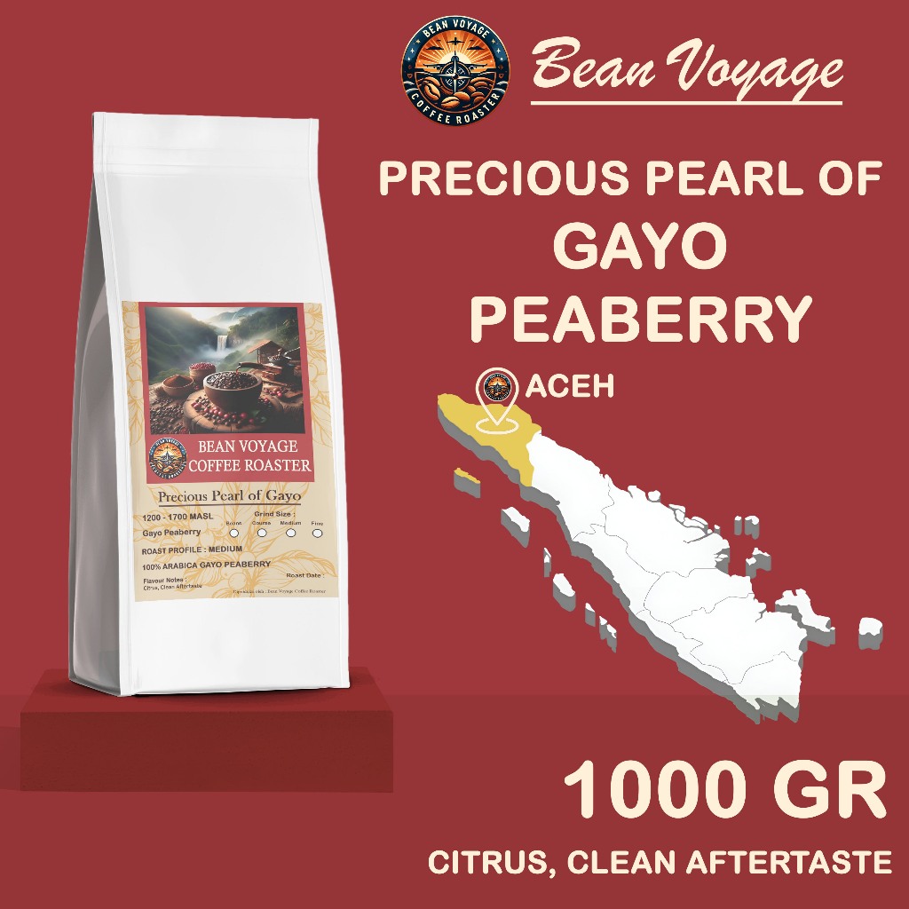 

Bean Voyage Biji Kopi Bubuk Arabika Peaberry Lanang Gayo Roasted Beans Full Arabica Coffee 1kg