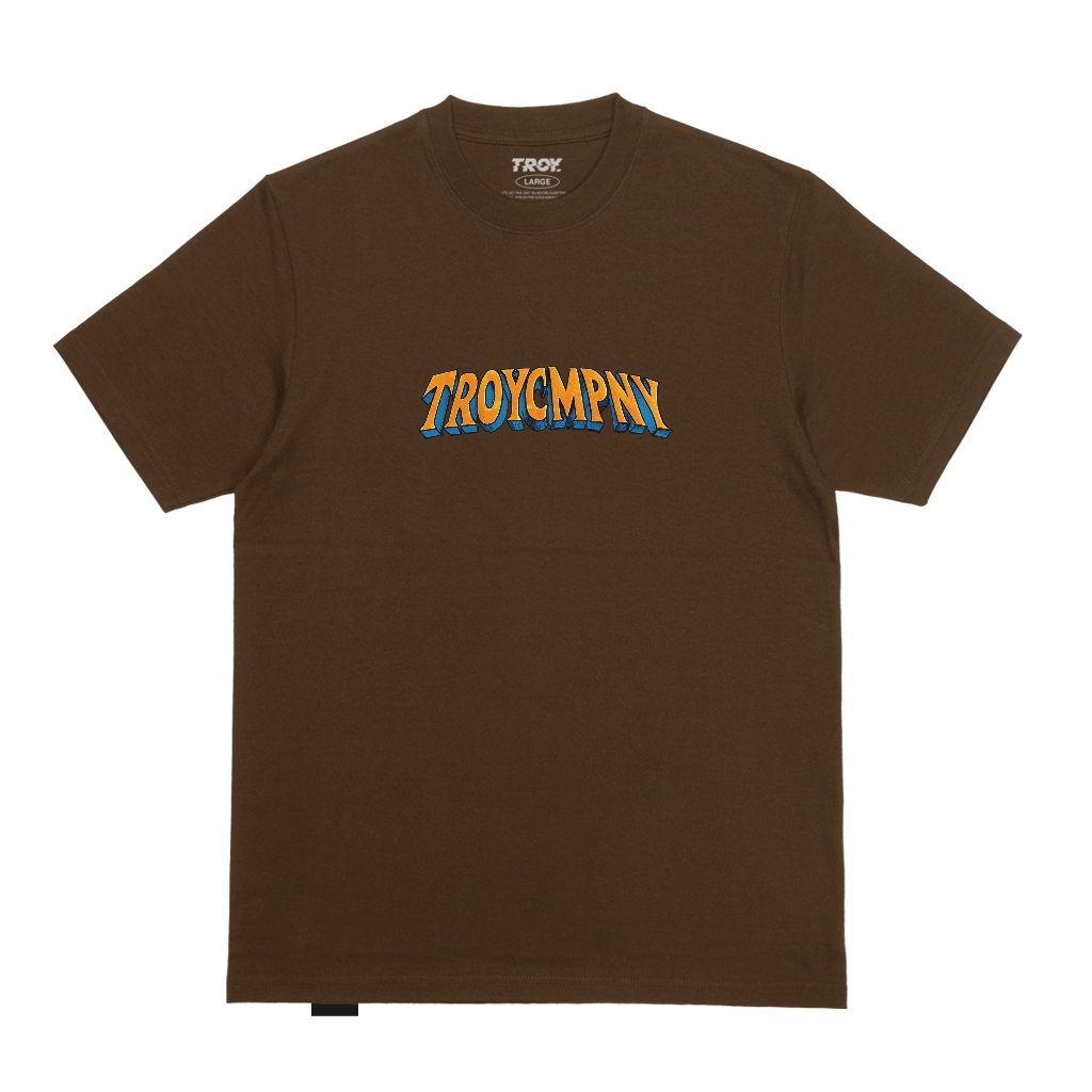 Troy Company Tshirt Toffee 3D Text - Kaos Lengan Pendek Kaos Coklat Toffee MTD 2953