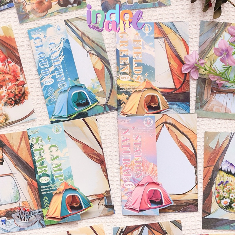 

(IAS) B1 - Material Paper Sticker Set Journaling Scrapbook Tent Tenda Camping Summer