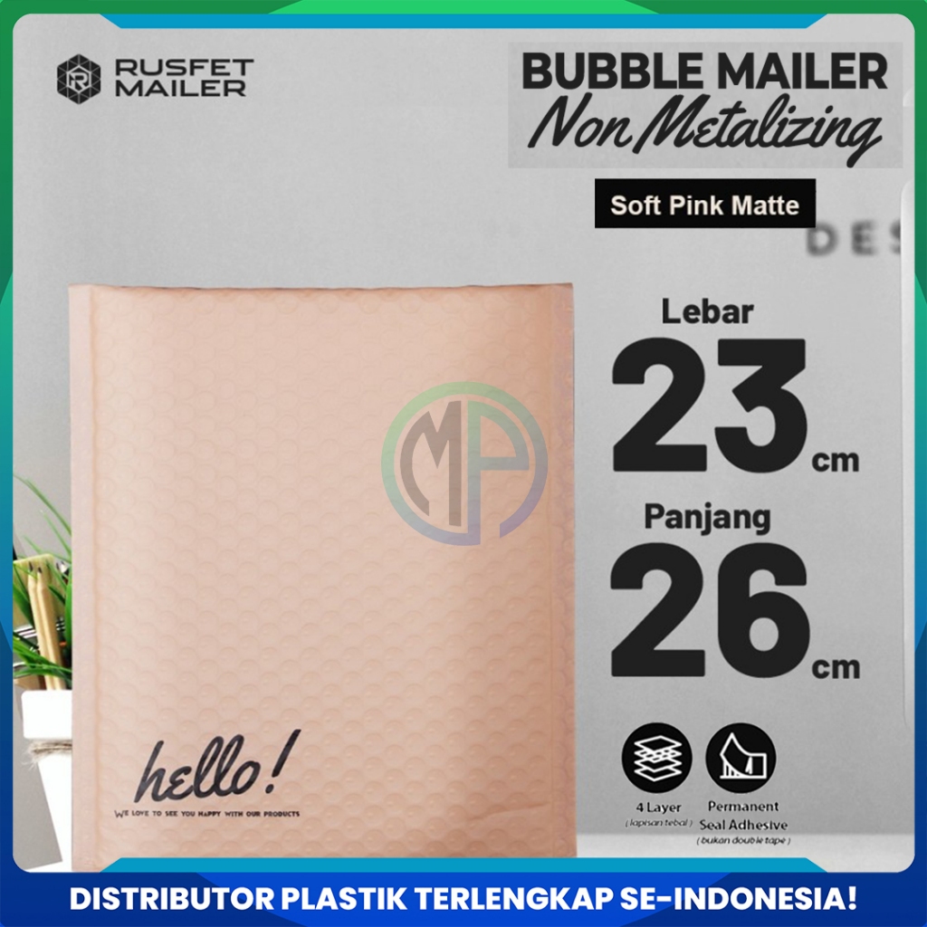 

Amplop Security Bubble Mailer Soft Pink 23cm x 26 cm Premium Solid Color Merek Rusfet Harga Satuan