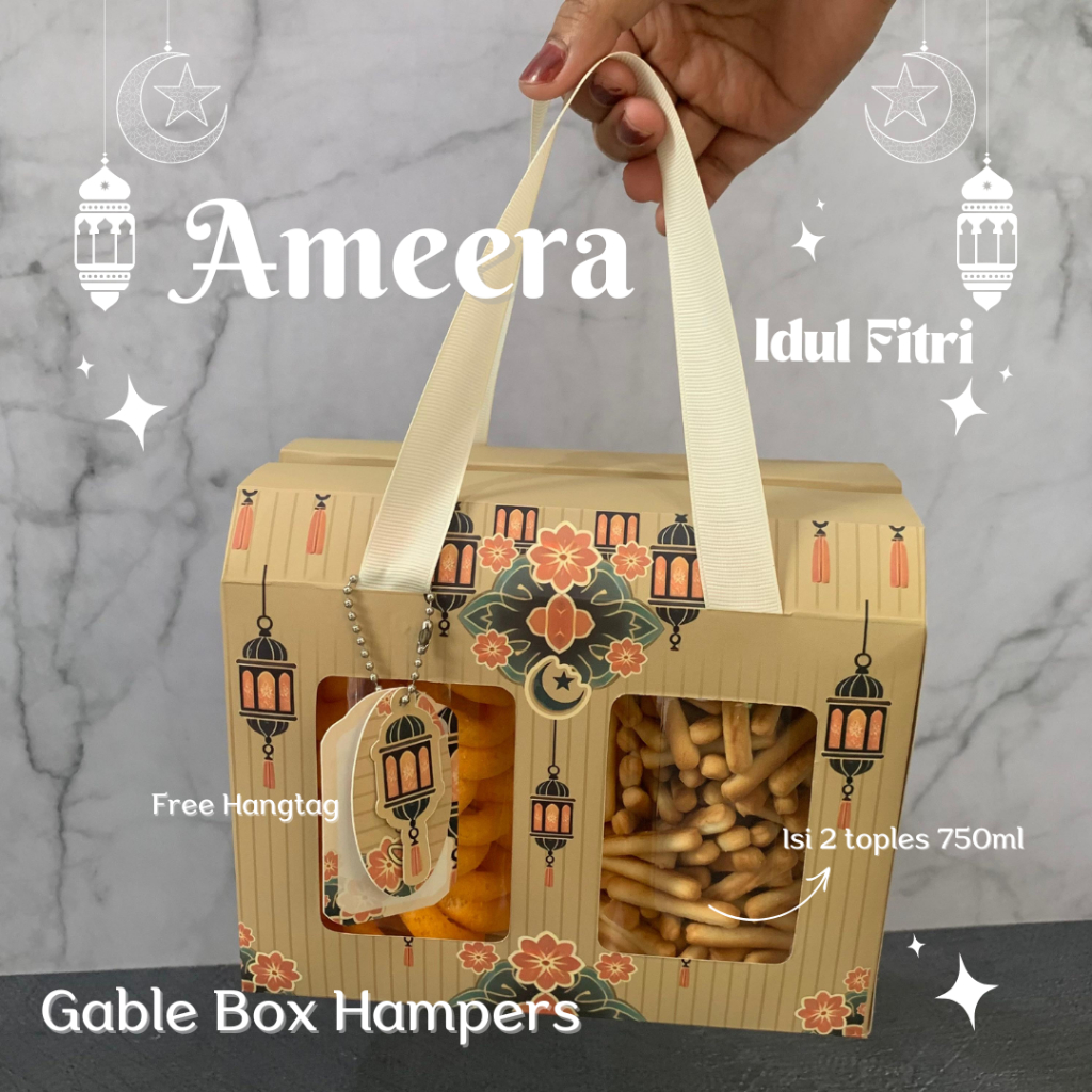 

[READY STOCK] Ameera Gable Box Lebaran Tali Jinjing Box Hampers Kue Kering Idul Fitri Toples Tabung