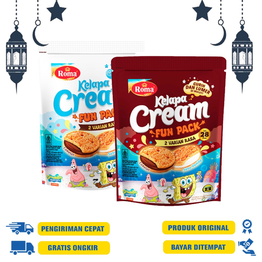 

Roma Kelapa Cream Pouch 285 G.R Festive -2 varian rasa ( Coklat & Vanilla) Dalam Satu Kemasan