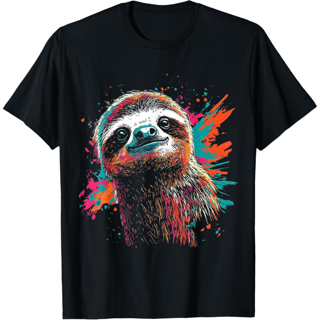 SP120319-Karya Seni Coretan Motif Hewan Kukang Kaos Kukang