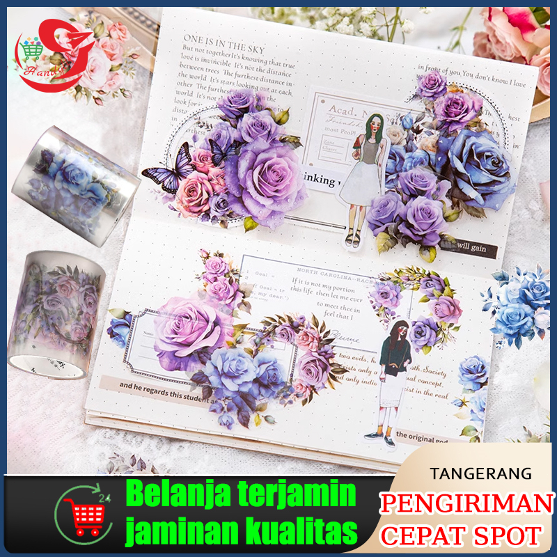 

Washi Tape Selotip Transparan Motif Bunga Cantik Scrapbook 2 Meter