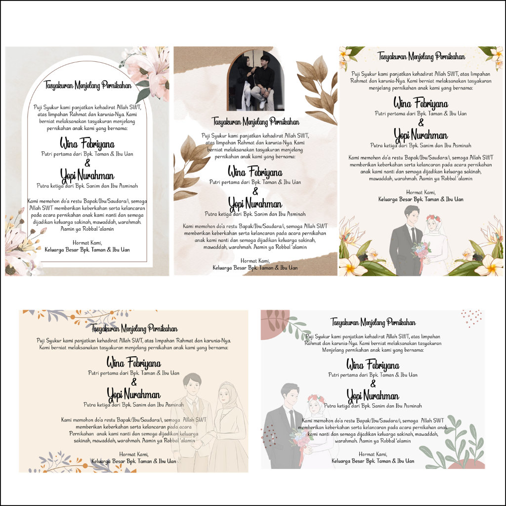 Stiker menjelang pernikahan + stiker syukuran sebelum nikah + kartu tasyakuran pernikahan