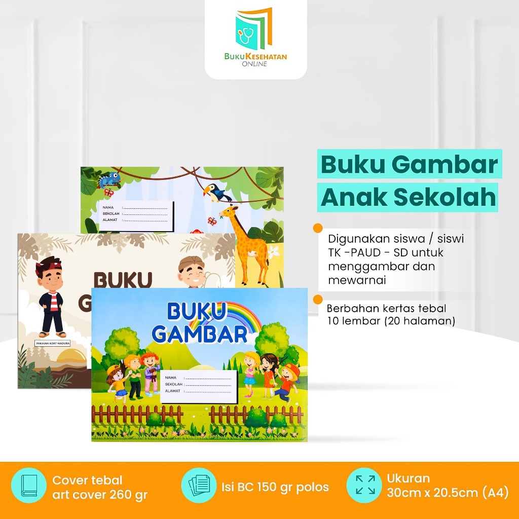 

Buku Gambar Anak Sekolah - Kertas Tebal isi 10 lembar (20 halaman)