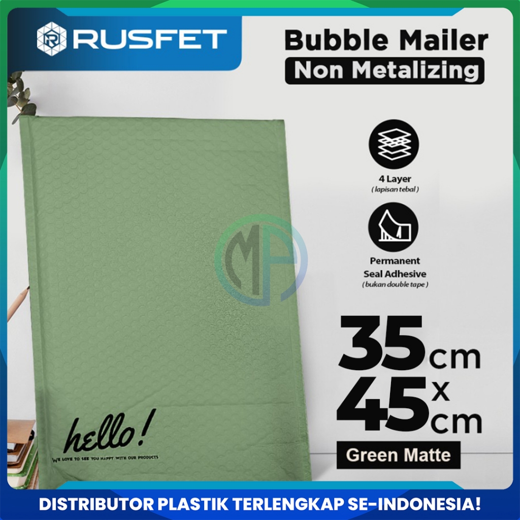 

Amplop Bubble Envelope Mailer Rusfet Harga Satuan Hijau 35 x 45 cm