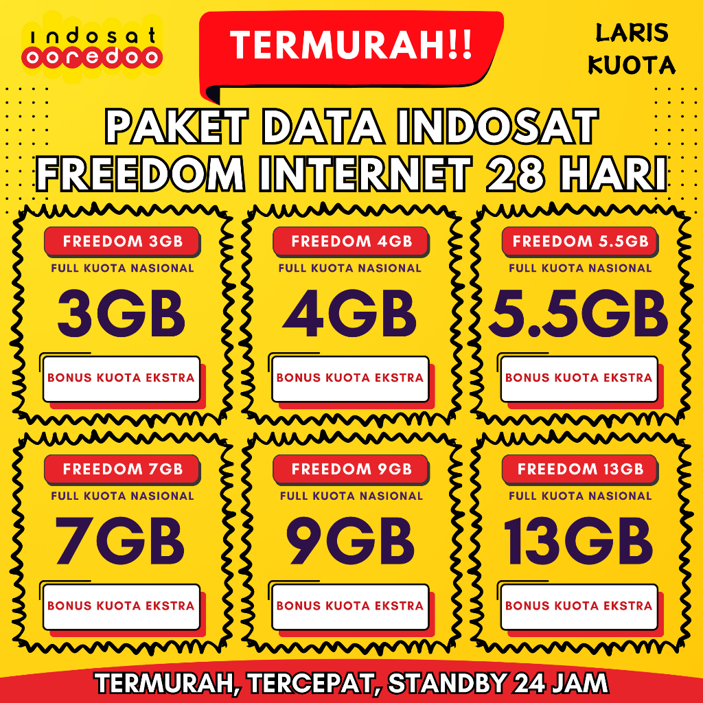 Paket Data Kuota Indosat Freedom Internet Bulanan 28 Hari Termurah Kualitas Terbaik