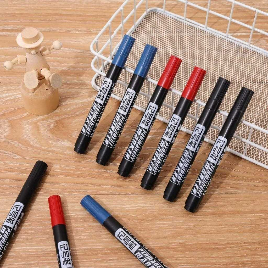 

( 1 Pcs ) Spidol Permanent Marker Permanen Hitam Merah Biru Tinta Refill able