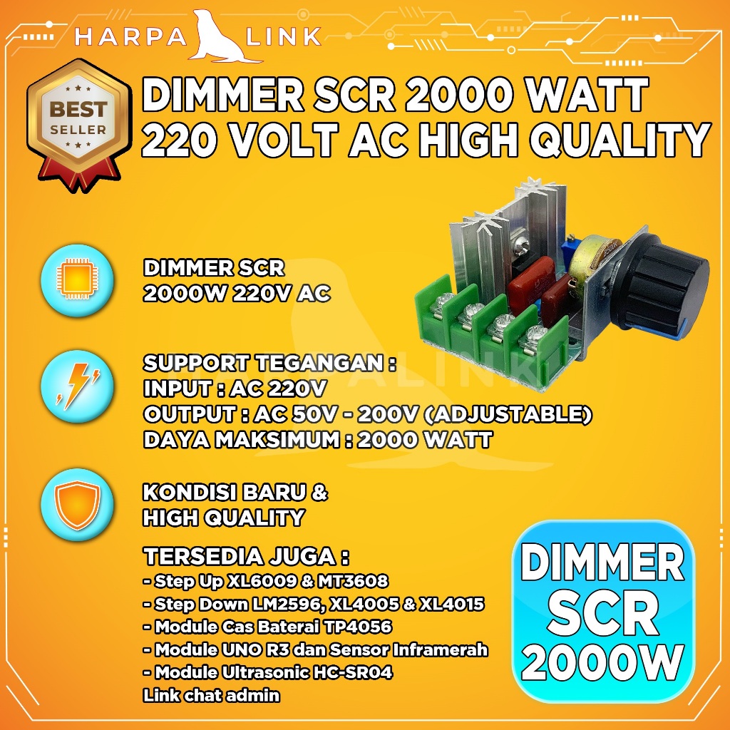 Dimmer SCR 2000W Regulator Voltage 220V AC Motor Gurinda Bor Motor Speed Controller Pwm Regulator Di