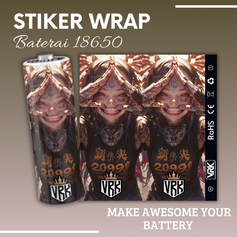 

FAMSTORE - Pelindung Baterai - Stikerskin Wrap Baterai 18650 Motif Waifu v13 Full Motif Desain Dan Anti Gores