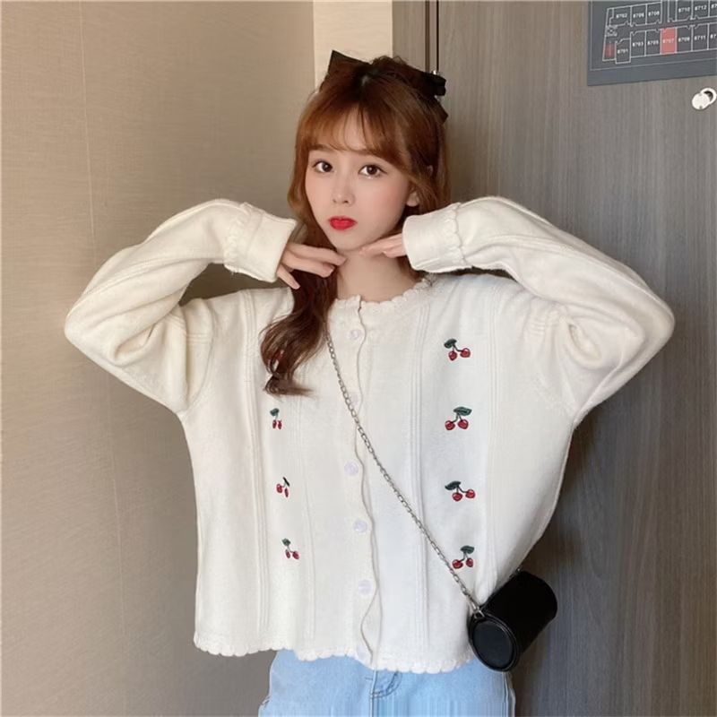 Cardigan Cherry knit cardigan Korea