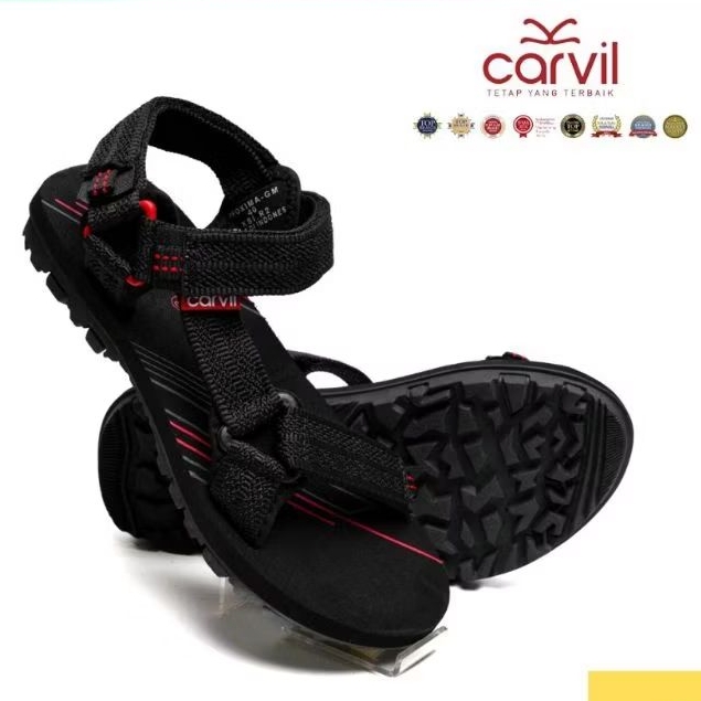 Discount Carvil Sandal Selop Outdoor Hitam Pria Wanita Stingray/Sandal Selop Gunung Carvil Original