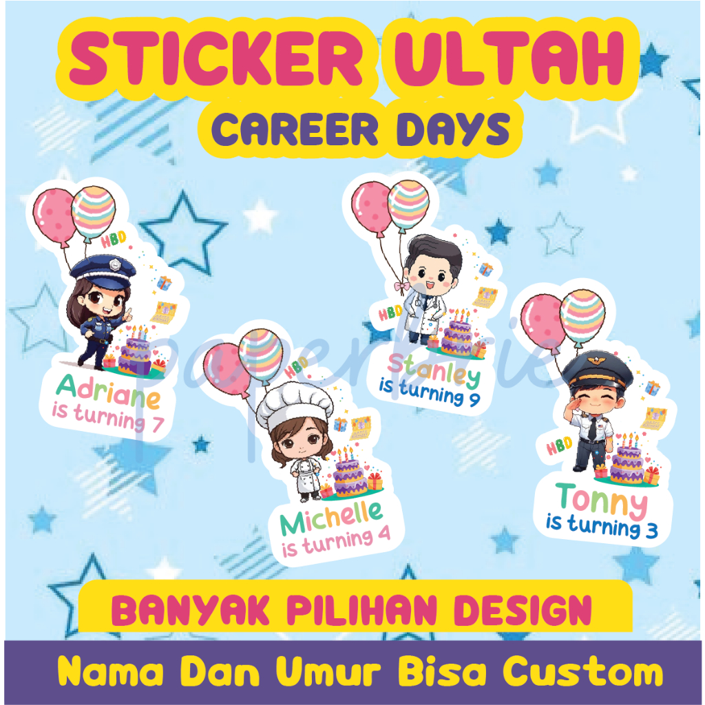 

Sticker Ulang Tahun Anak [ CAREER DAYS ] Sticker Bento Birthday Sticker Anak souvenir