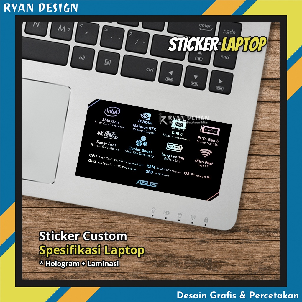 Stiker Logo Laptop Stiker Spesifikasi Fitur Laptop Stiker Nvidia RTX GTX Intel Amd (Model 005)
