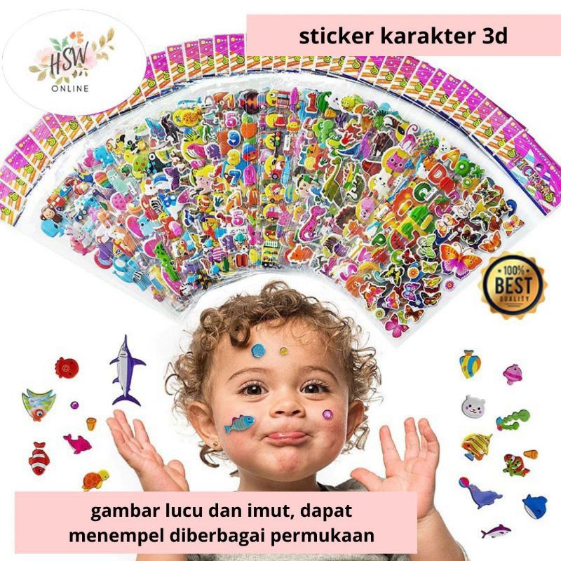 

Sticker Mainan Anak Laki Perempuan Tempelan Stiker Karakter Timbul 3D