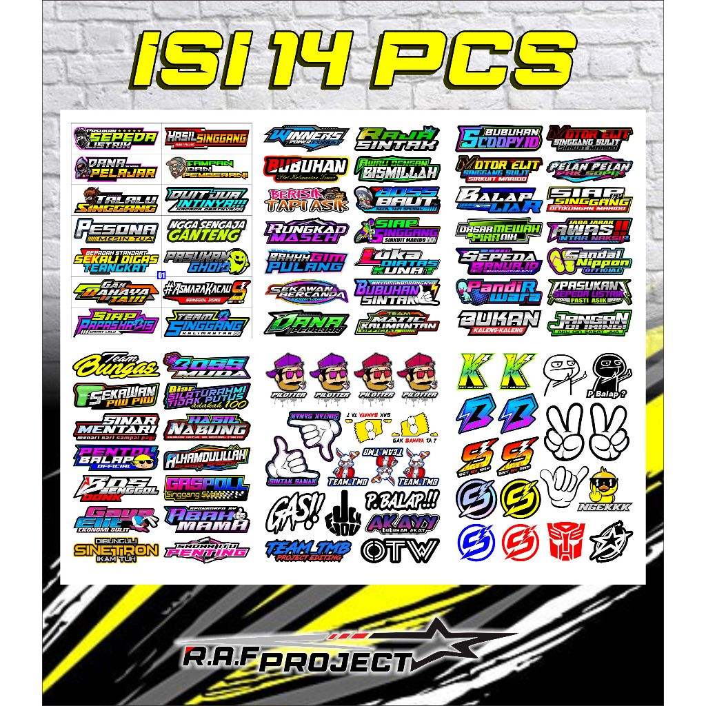 

stiker/sticker kata kata viral isi 14 pcs