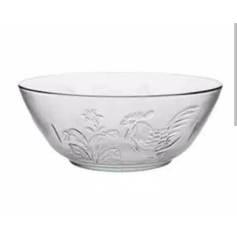 Mangkok Kaca Mangkuk Motif Ayam Jago Beling Bening Souvenir MKA-7B