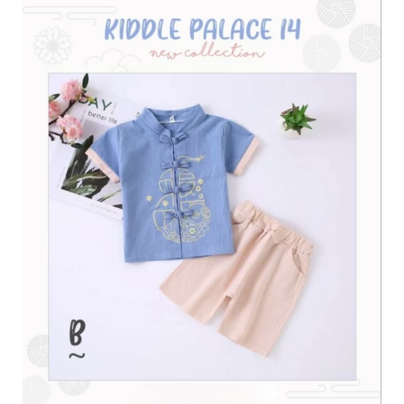 Setelan Imlek Anak Blue Koi LKBKP14-03096 / Baju Imlek Anak Laki-Laki / Baju Qipao Anak Laki-Laki / 