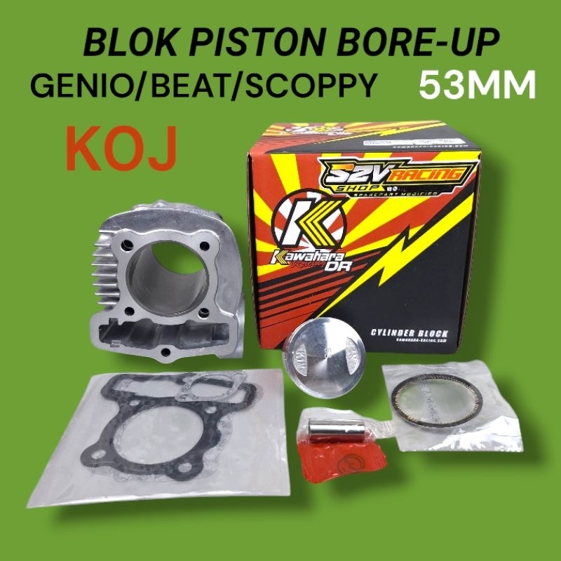 BLOK PISTON 53MM GENIO BEAT DELUXE SCOPPY NEW KODE KOJ KAWAHARA DAILY RACE