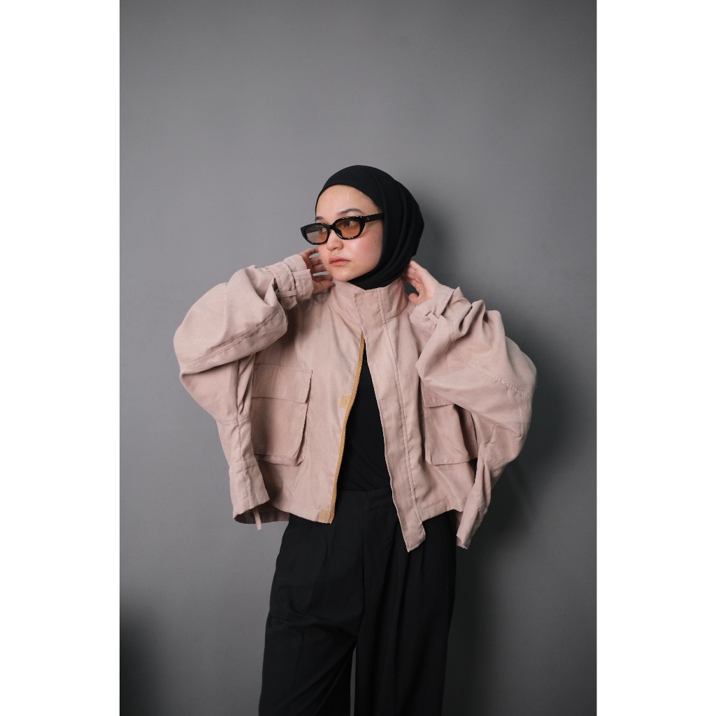 Bysorcha Saba Jacket Jaket Oversize Baby Corduroy Wanita - Jaket Santai Lengan Panjang Denim Blue Bl