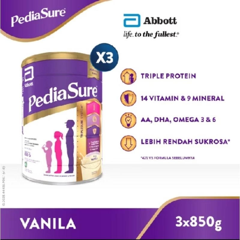 

PediaSure Triplesure Vanila 3x850g FREE VACUUM MUG ORI