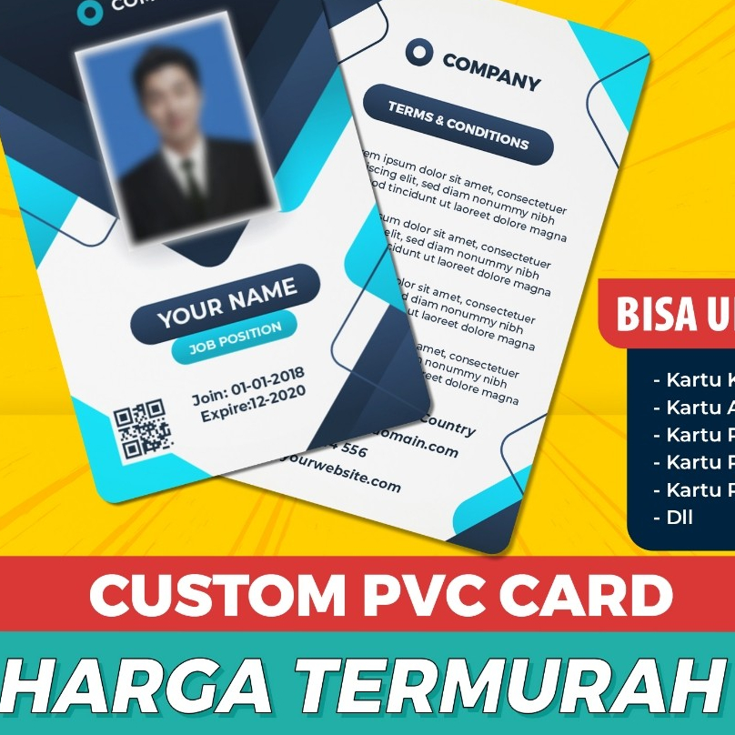 

PROMO!!! Cetak ID Card / Plastic PVC / Kartu Member / ID Card Karyawan 1 SISI / 2 SISI