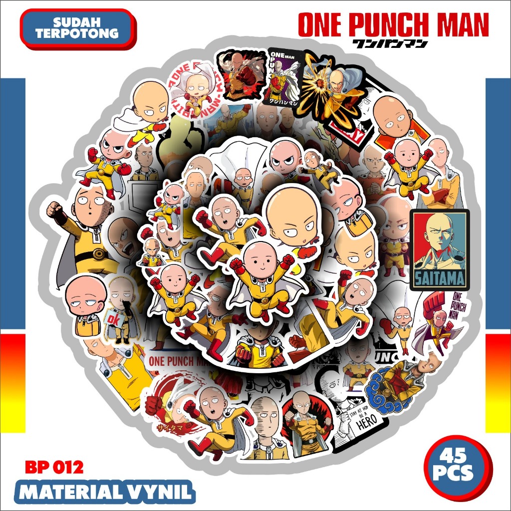 

stiker one punch man saitama isi 45pcs stiker anime stike aesthetic stker case decorasi helm laptop koper hp dll