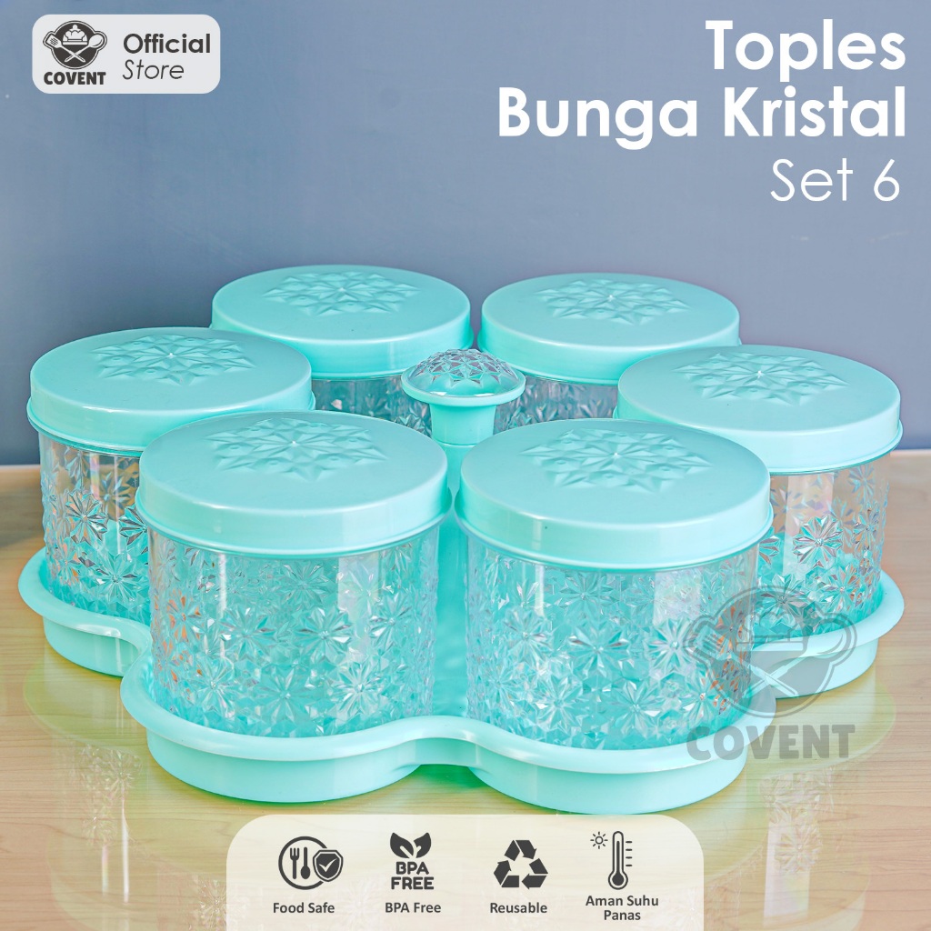 Toples Calista Set Isi 5 dan 6 Motif Bunga Kristal Plus Nampan