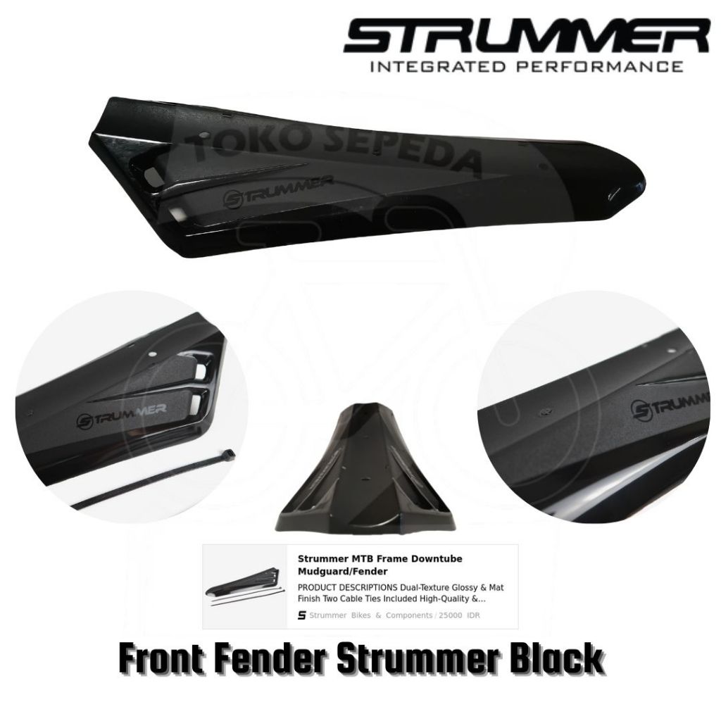 Spakbor Depan MTB/Fender Downtube PVC STRUMMER HITAM untuk sepeda BMX atau MTB