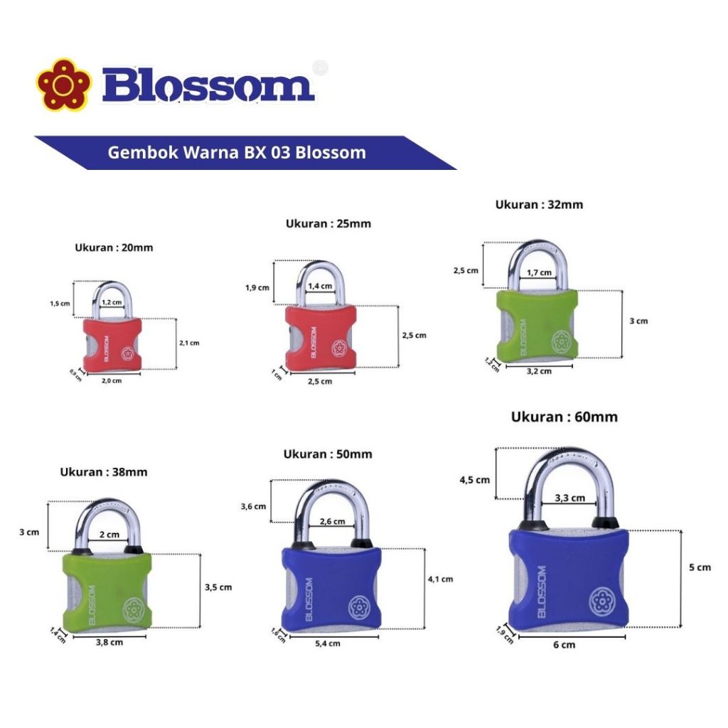 Gembok Baja Warna Bx03 Blossom / Gembok Koper Umroh Dan Haji / Gembok Koper Travel / Kotak Amal /