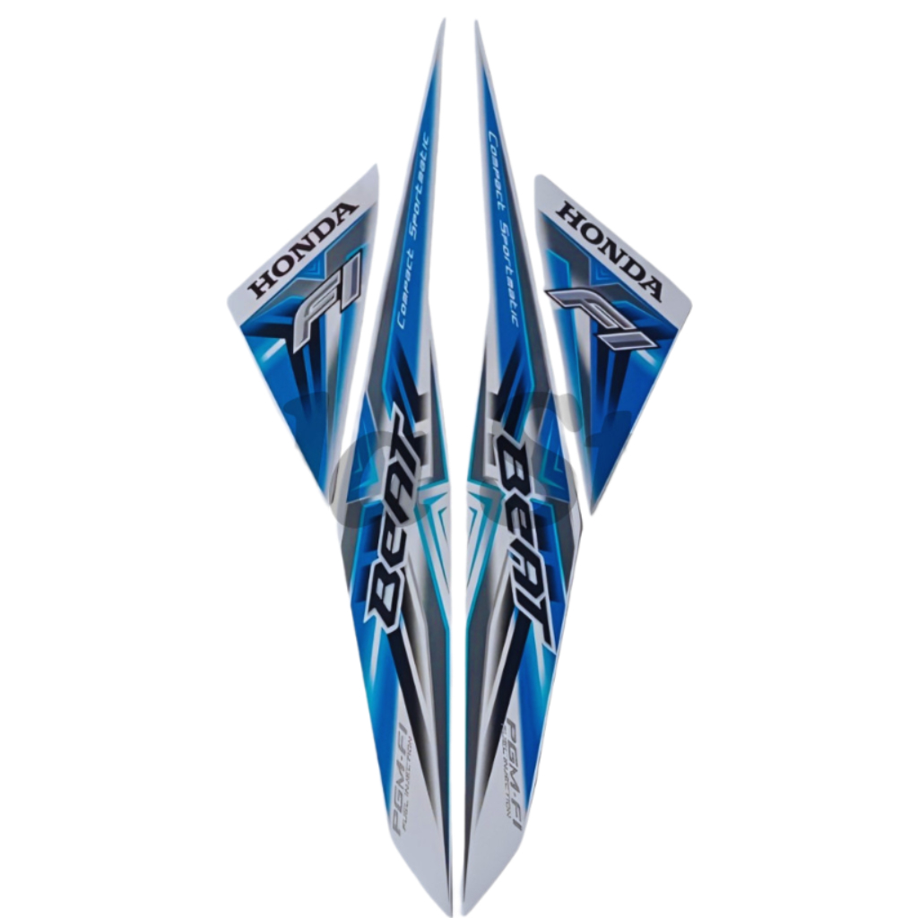Striping Sticker Honda Beat fi 2014 Biru Putih list body motor beat 2014