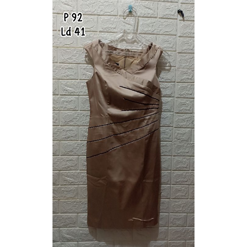 PL - dress pesta coklat wanita you can see tanpa lengan pakaian formal party acara