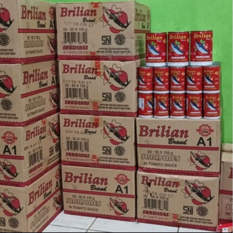 sarden brilian155gr 1 karton isi 50 kaleng