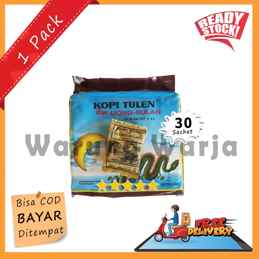 

Kopi Tulen LIONG BULAN Mini Tanpa Gula @8gr 3 Renceng (30 sachet) Original Kopi Legend Khas Bogor