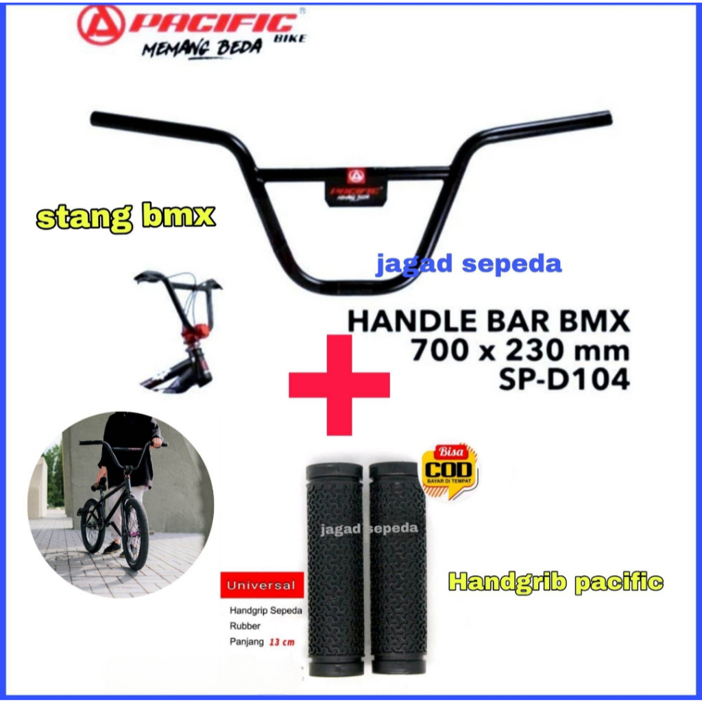 Stang sepeda BMX Pacific berikut handgrib pacific cocok untuk semua sepeda BMX